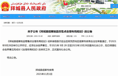新疆阿克苏地区《拜城县烟草制品零售点合理布局规划》全文